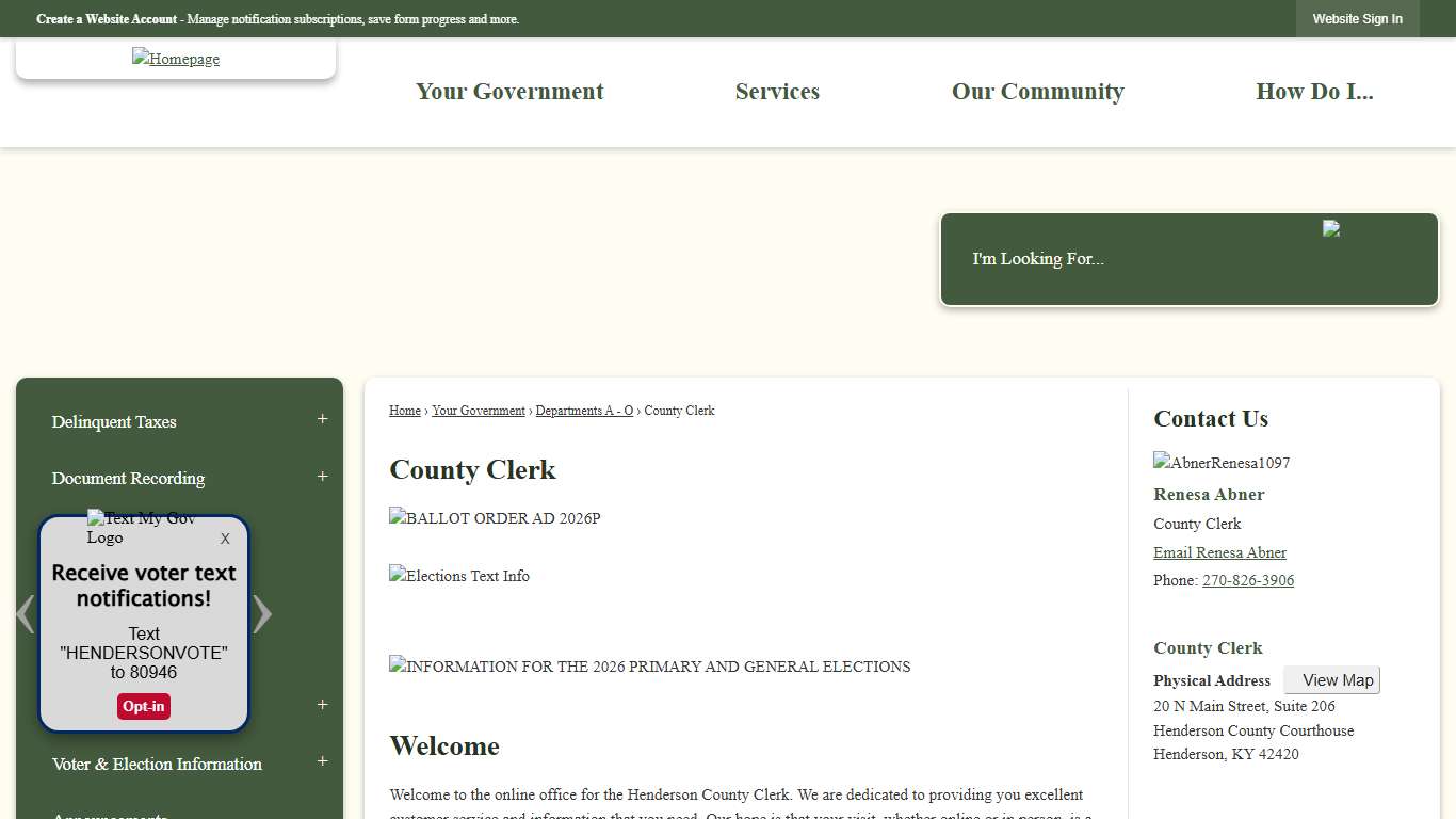 County Clerk Henderson County, KY